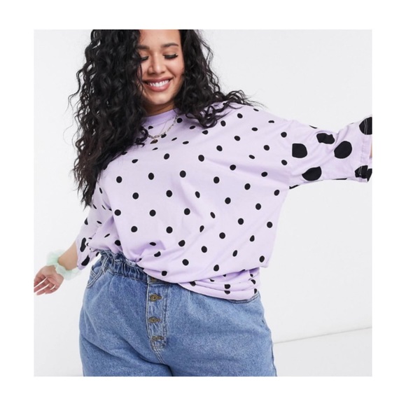 ASOS DESIGN Curve oversized t-shirt in lilac spot - Picture 1 of 4